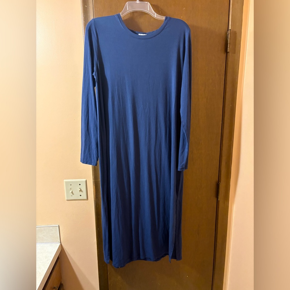 Lake Pima Cotton Navy Blue Long Sleeve Dress